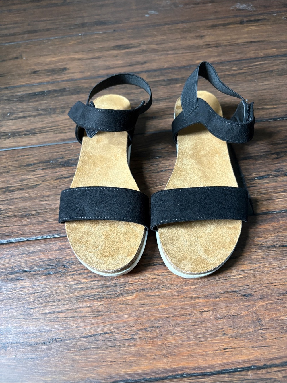 Black Suede Open-Toe Ankle-Strap Sandals for Kids